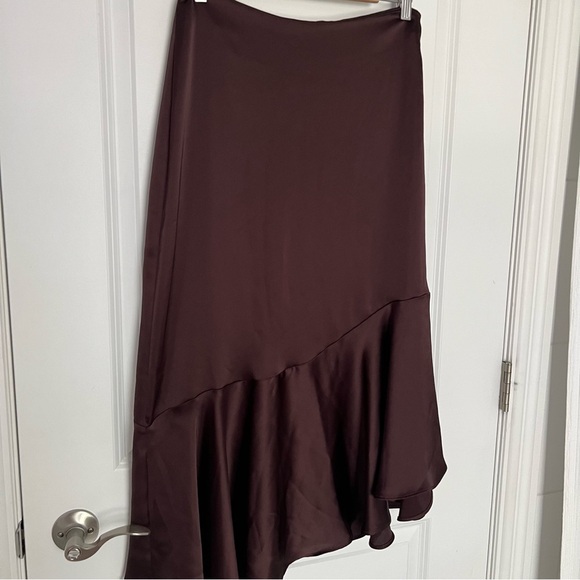 Zara Asymmetrical Ruffle Hem Satin  Skirt size M - Picture 3 of 6